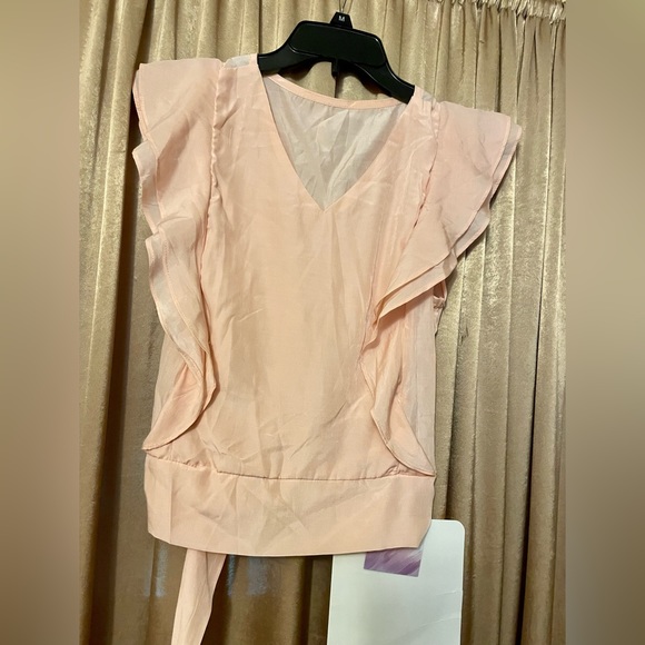 Tops - Chicwish Bowknot Waist Sleeveless Ruffle Crop Top Peach Pink NWT Small